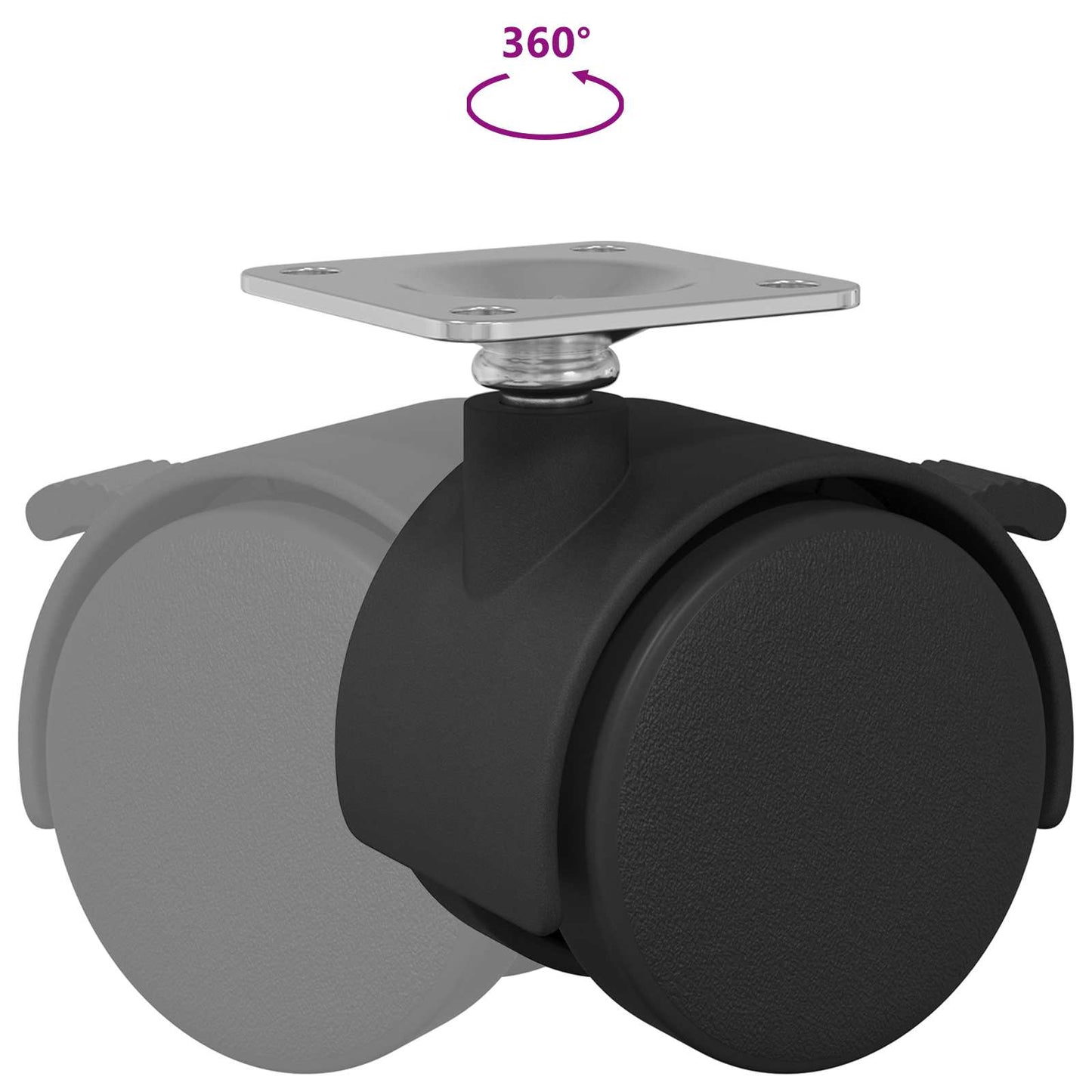 Rolle 2 Stk. Schwarz 39,5 x 39,5 x 37,8 mm