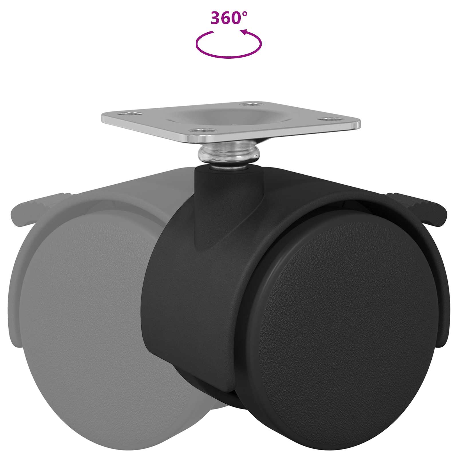 Rolle 2 Stk. Schwarz 39,5 x 39,5 x 37,8 mm