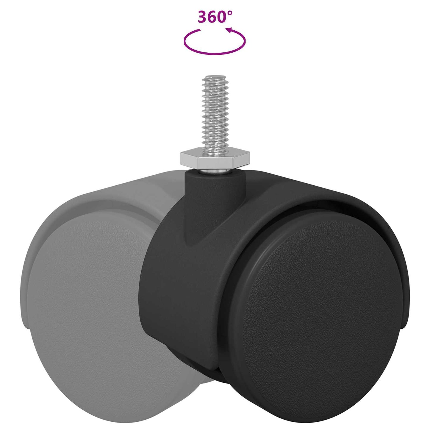 Bockrolle 2 Stk. Schwarz und Silber 40,1 x 40,1 x 37,8 mm