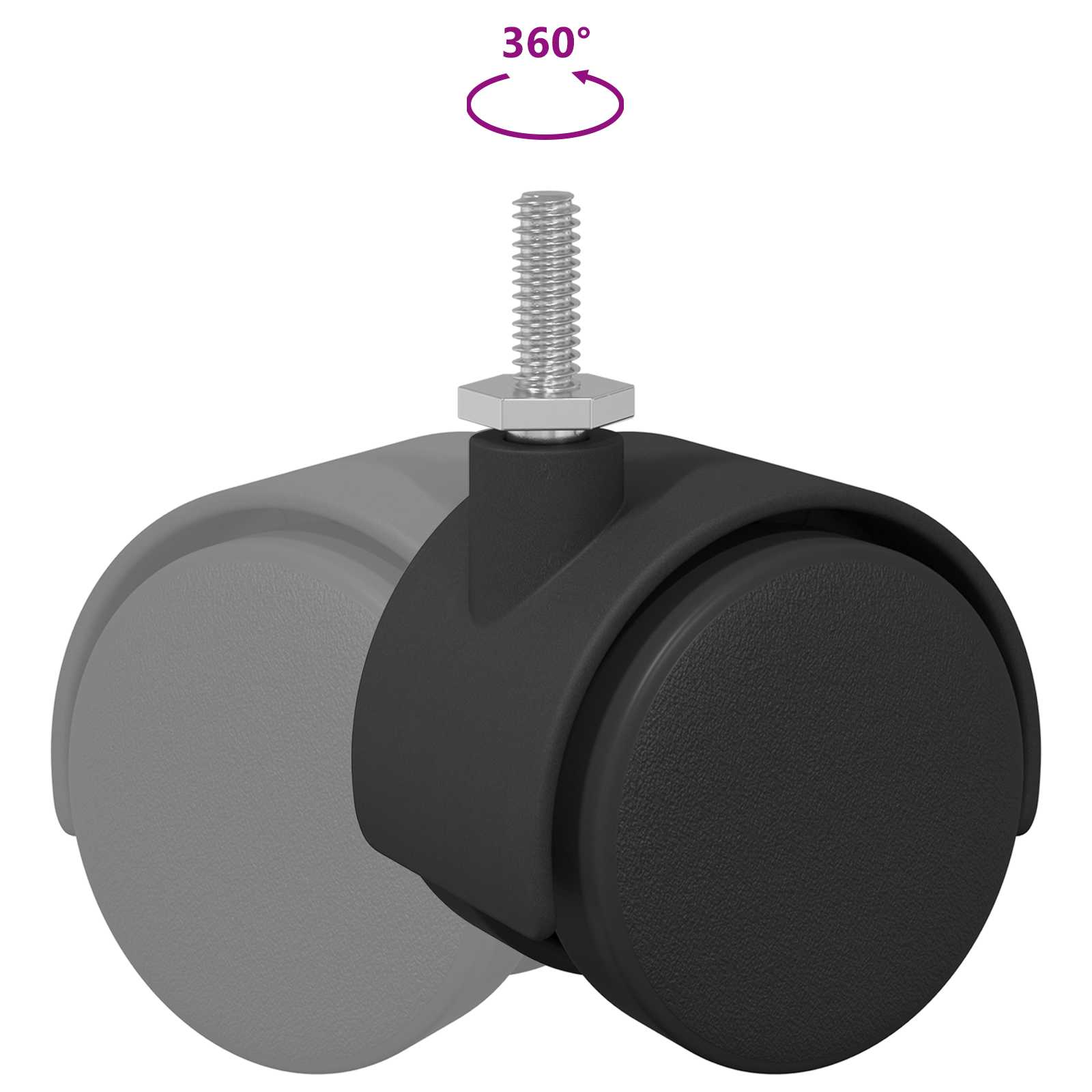 Bockrolle 2 Stk. Schwarz und Silber 40,1 x 40,1 x 37,8 mm