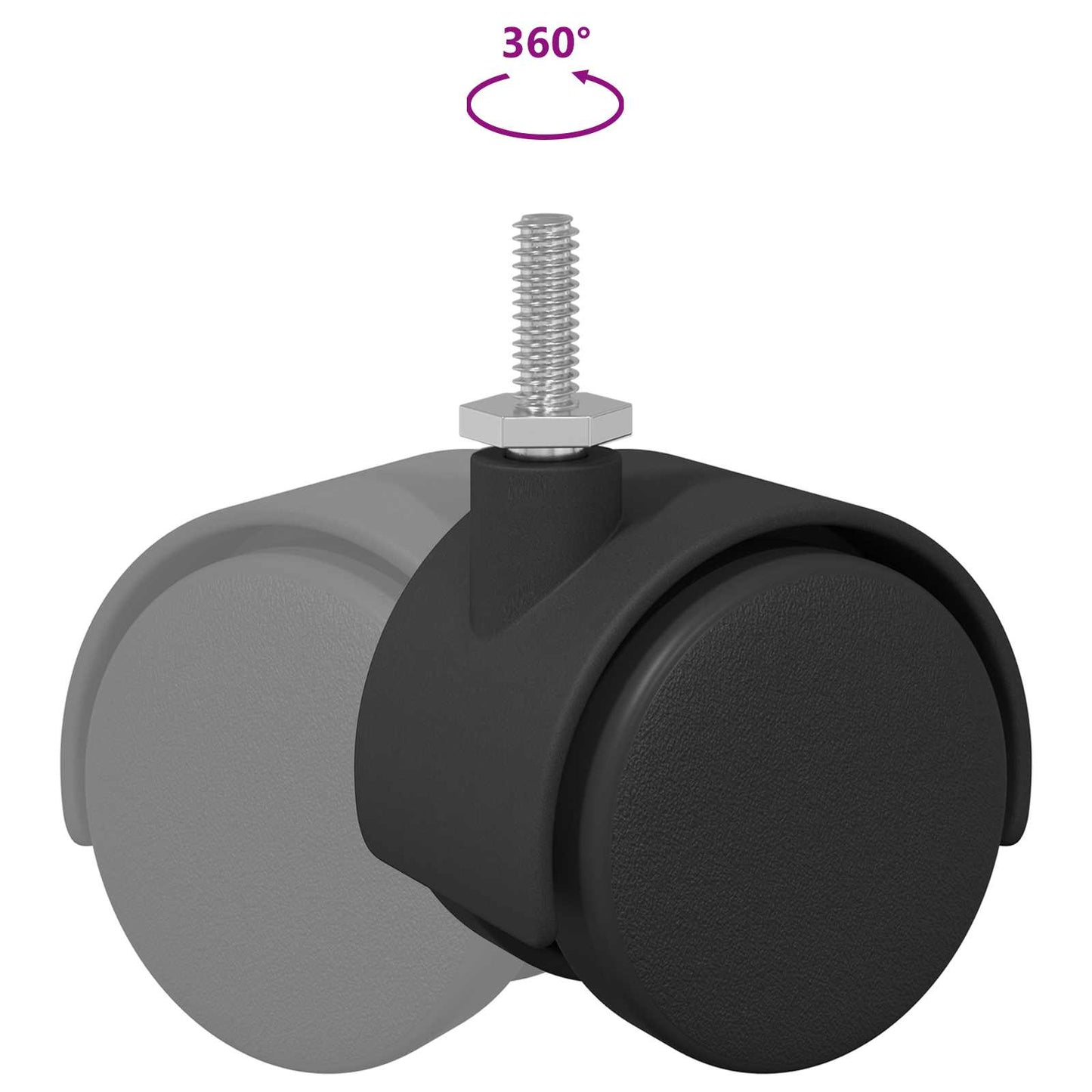 Rollen 2 Stk. Schwarz 40,1 x 37,8 mm PP und Eisen