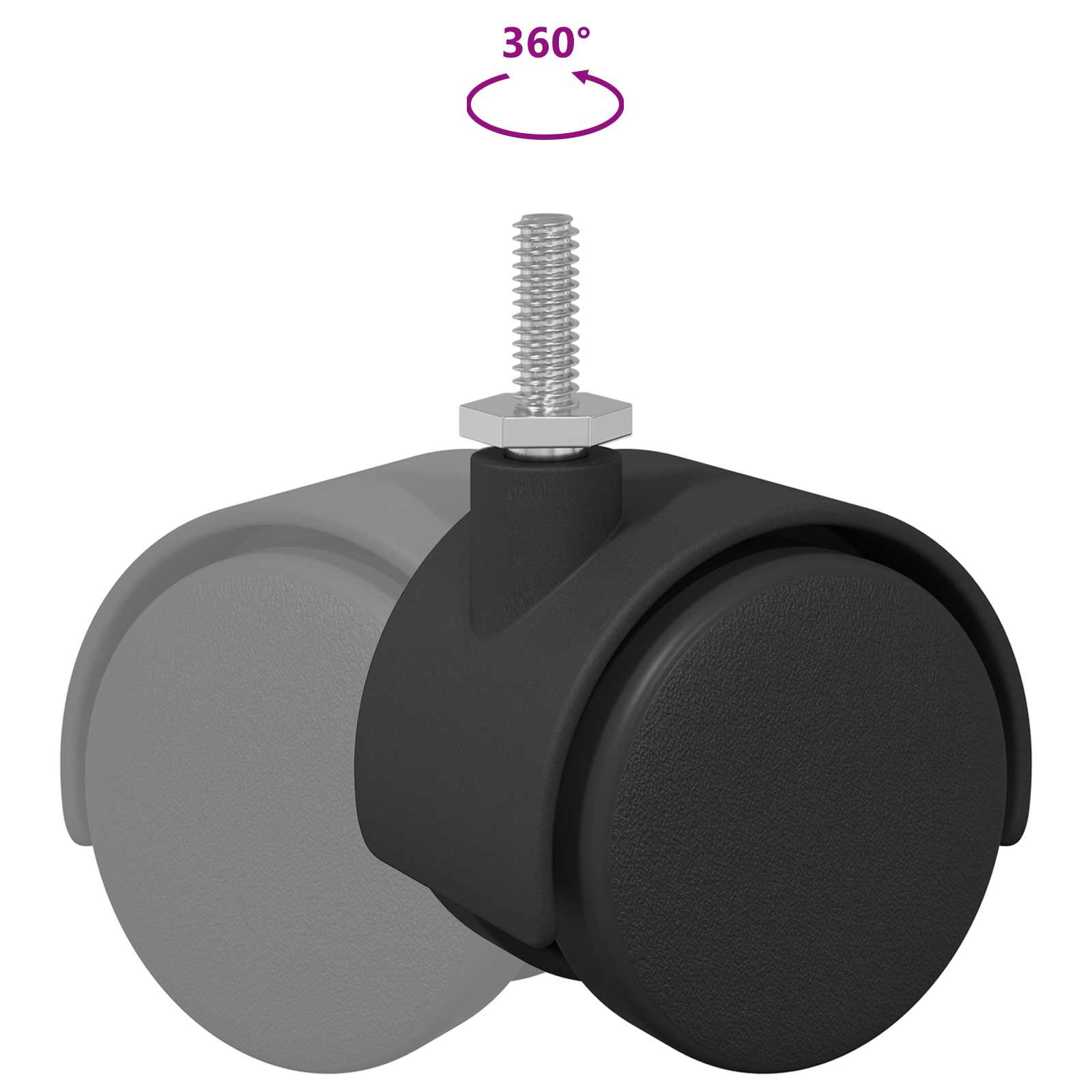 Rollen 12 Stk. Schwarz 40,1 x 37,8 mm PP und Eisen