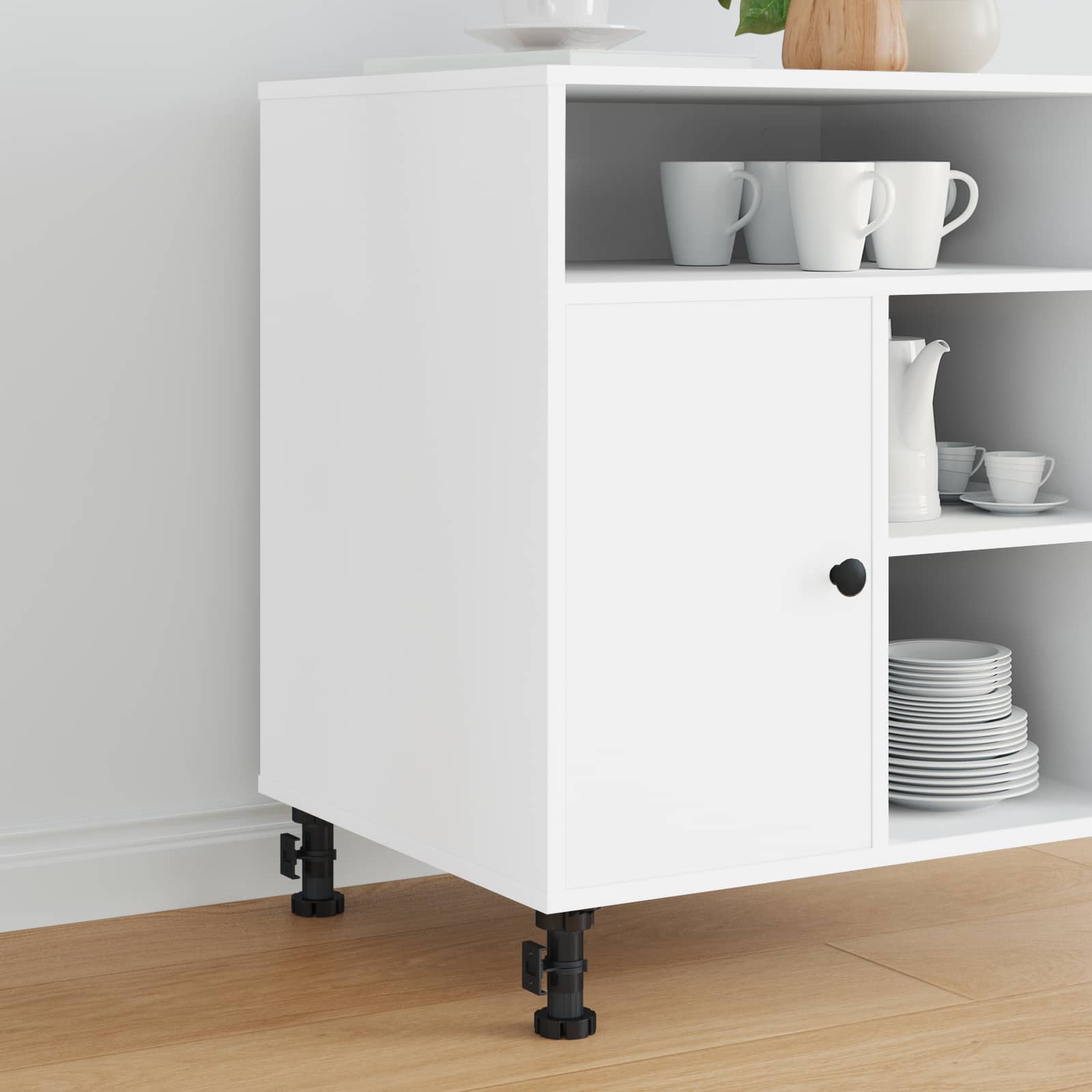 Möbelbeine Verstellbar 2 Stk. Schwarz 46 x 46 x 128 mm PP