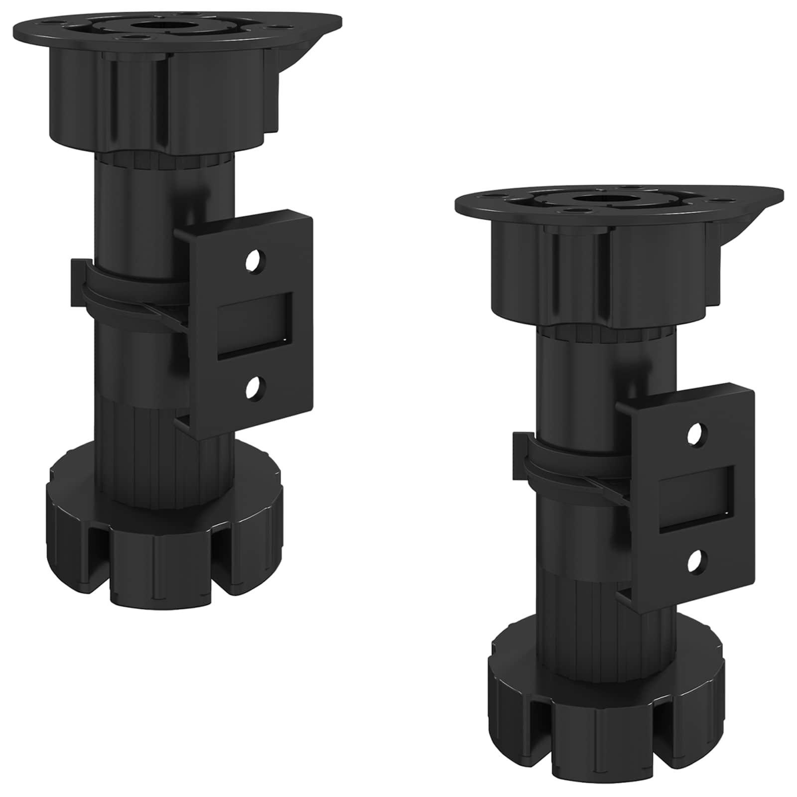 Möbelbeine Verstellbar 2 Stk. Schwarz 46 x 46 x 128 mm PP