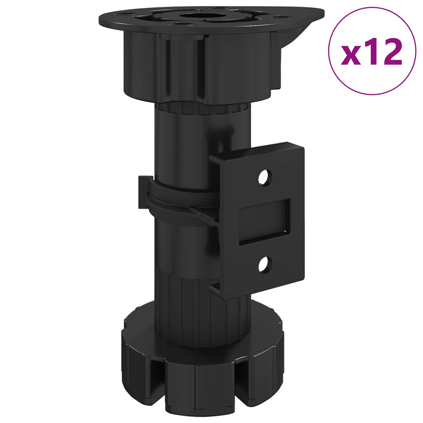 Möbelbeine Verstellbar 12 Stk. Schwarz 46 x 46 x 128 mm PP