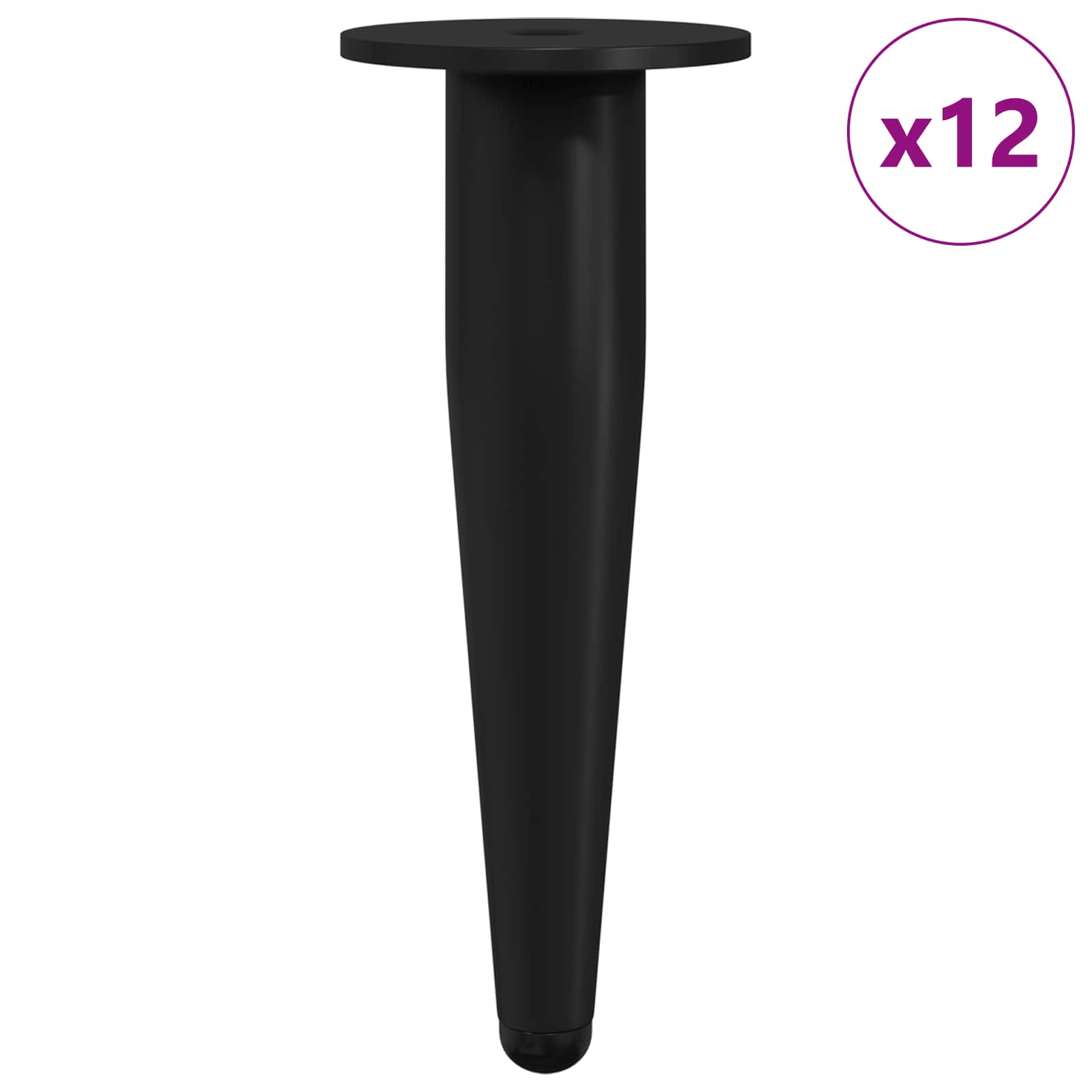 Möbelbeine 12 Stk. Schwarz Ø 40 x 98 mm Eisen