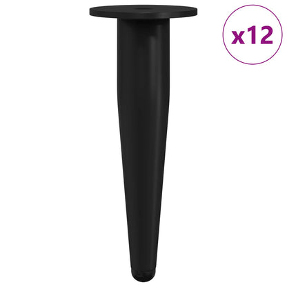 Möbelbeine 12 Stk. Schwarz Ø 40 x 98 mm Eisen