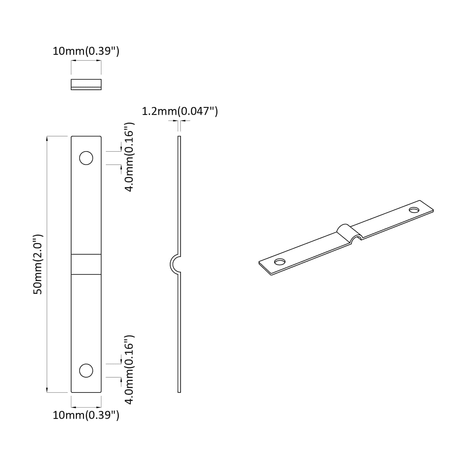 Einschlagplatte 12 Stk. Silber 50 x 10 x 1,2 mm Eisen