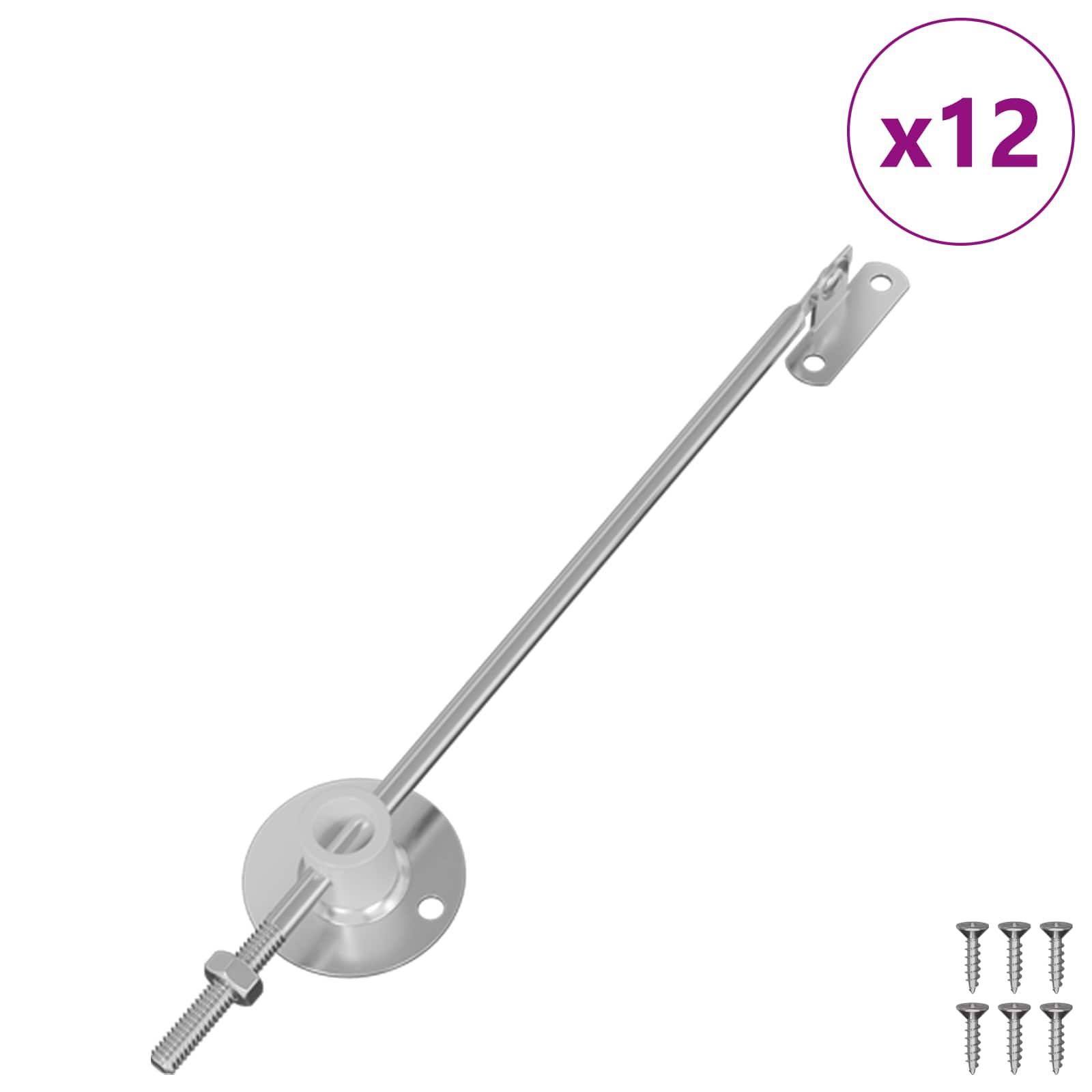 Deckelstützscharnier 12 Stk. Silber 194 x 36 x 18 mm Eisen