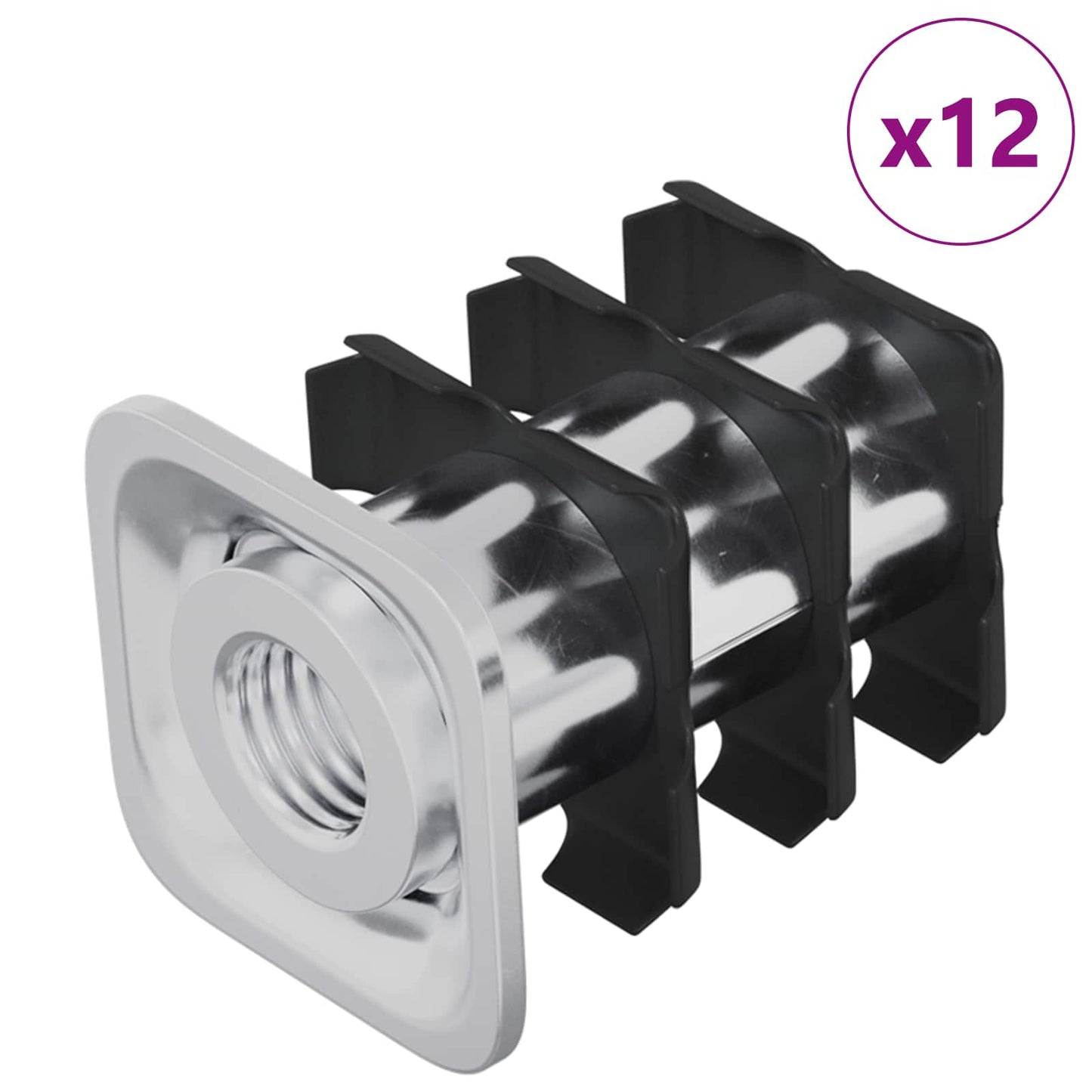 Gewinderohr Einsatz 12 Stk. Schwarz und Silber Verzinkter Stahl