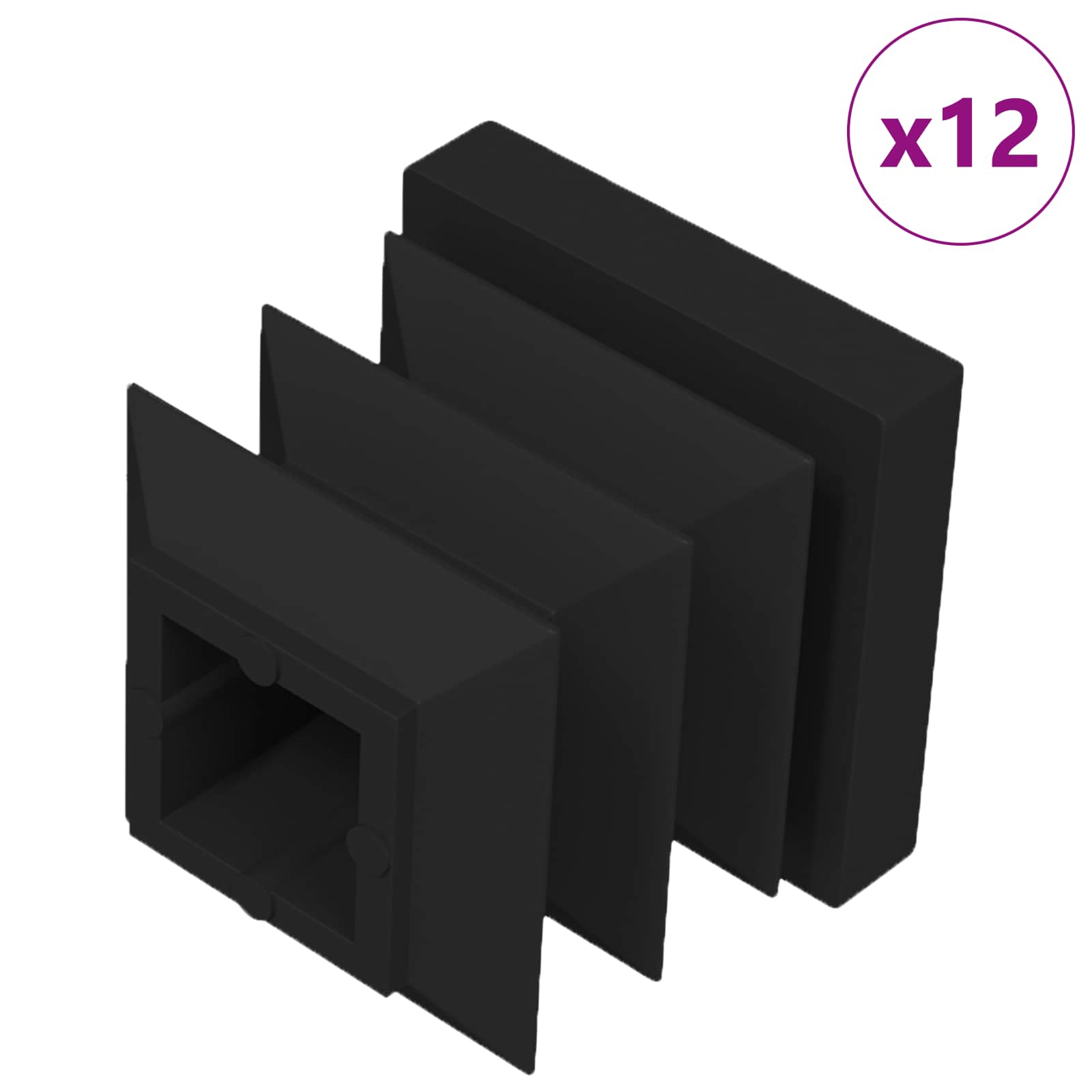 Endkappen 12 Stk. Schwarz 15 x 15 x 15 mm PP