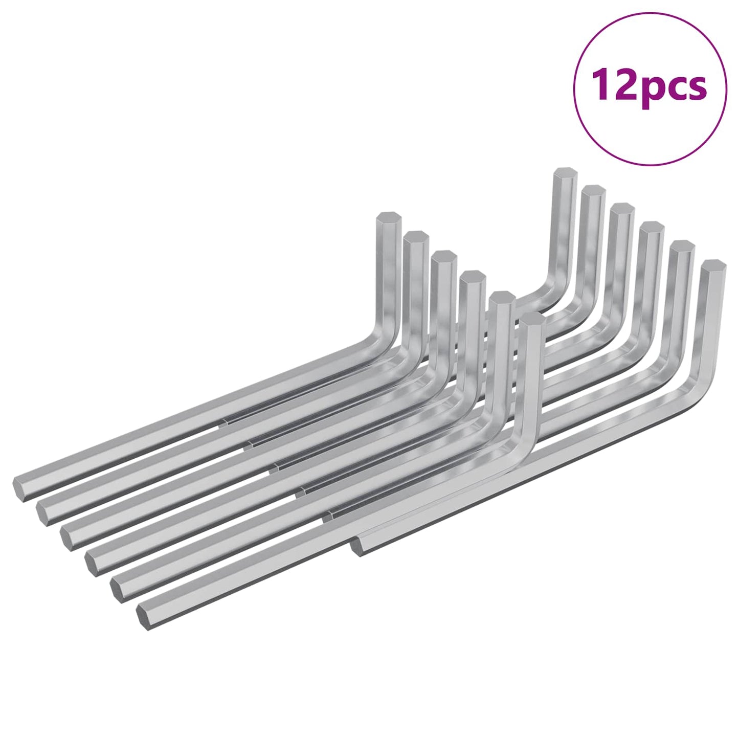 Inbusschlüssel 12 Stk. Silber 20 x 52 mm Stahl