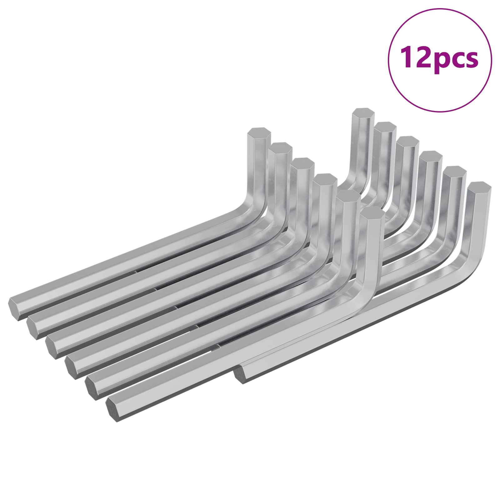 Inbusschlüssel 12 Stk. Silber 32 x 86 mm Stahl