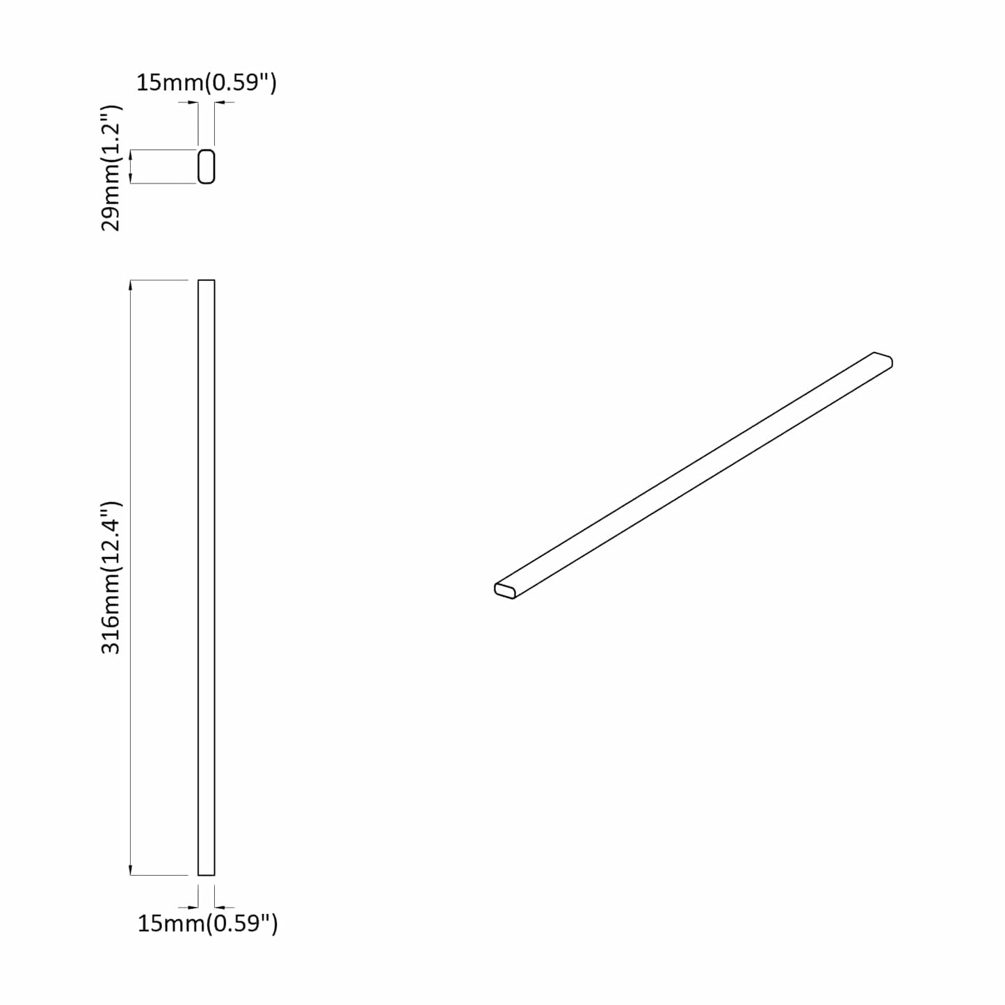 Kleiderstange 2 stk. Silber 316 x 15 x 29 mm Aluminiumlegierung