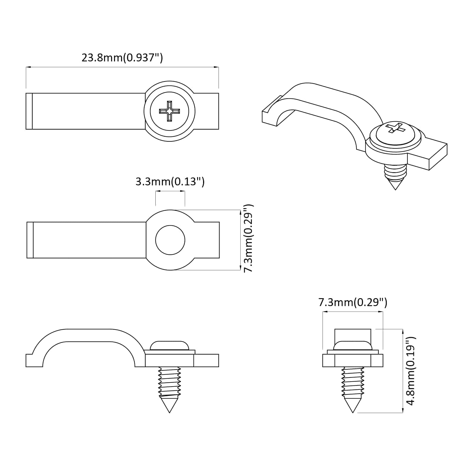 LED Streifen Clips 23,8 mm 12 stk. Transparent