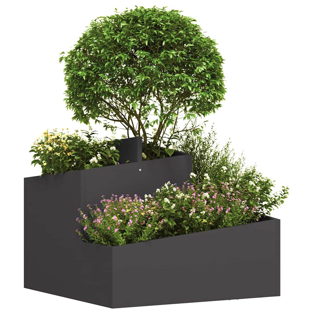 Garten-Pflanzgefäß Schwarz 60 x 60 x 50 cm Kaltgewalzter Stahl