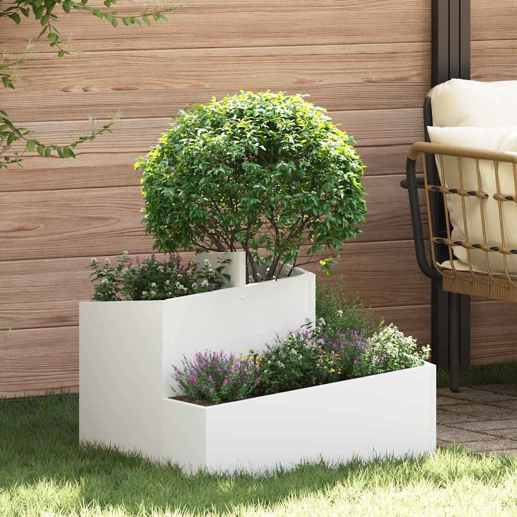 Garten-Pflanzgefäß Weiß 60 x 60 x 50 cm Kaltgewalzter Stahl