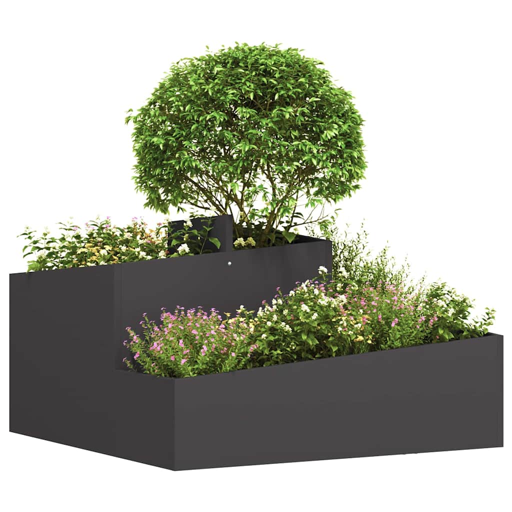 Garten-Pflanzgefäß Schwarz 80 x 80 x 50 cm Kaltgewalzter Stahl