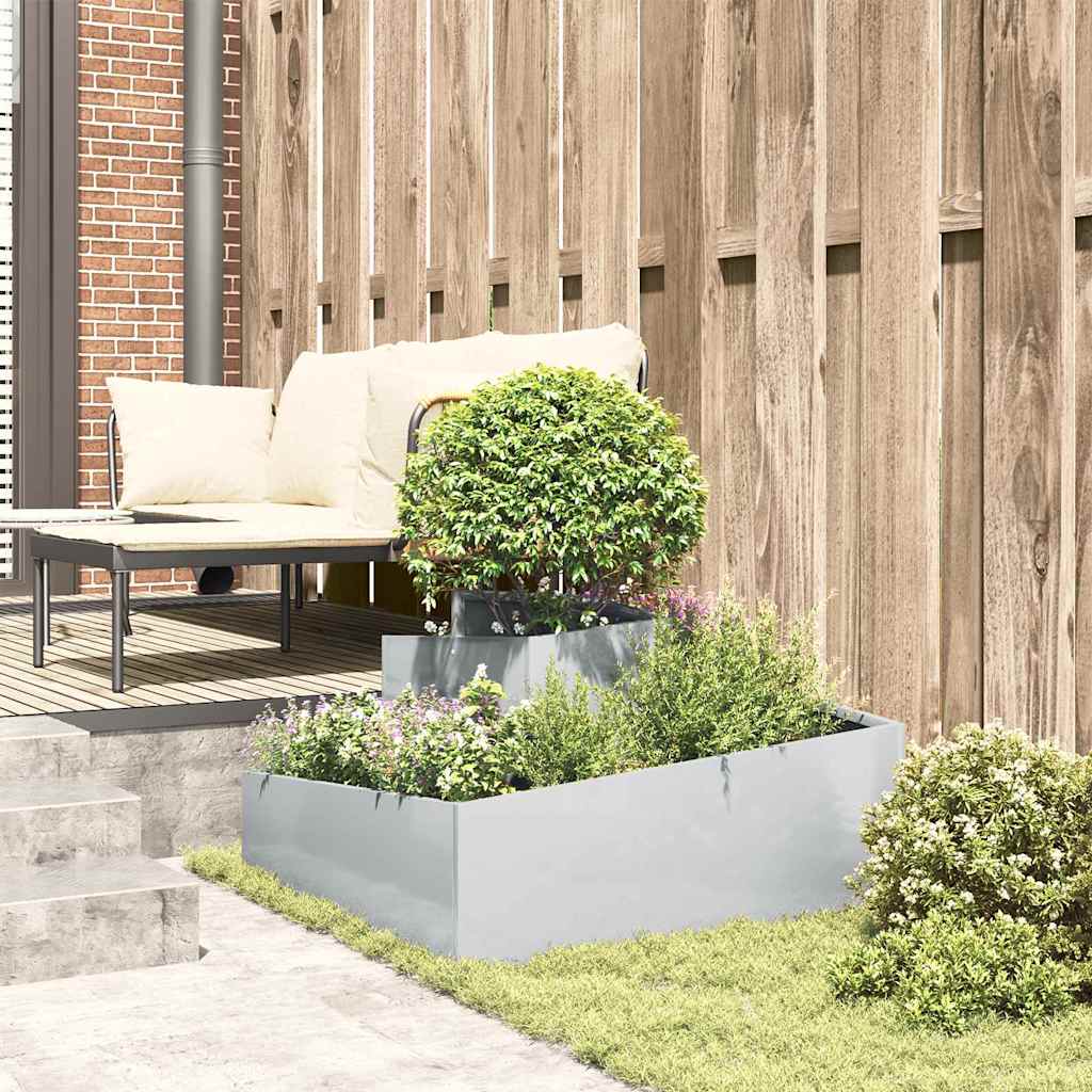 Garten-Pflanzgefäß Silber 80 x 80 x 50 cm Verzinkter Stahl