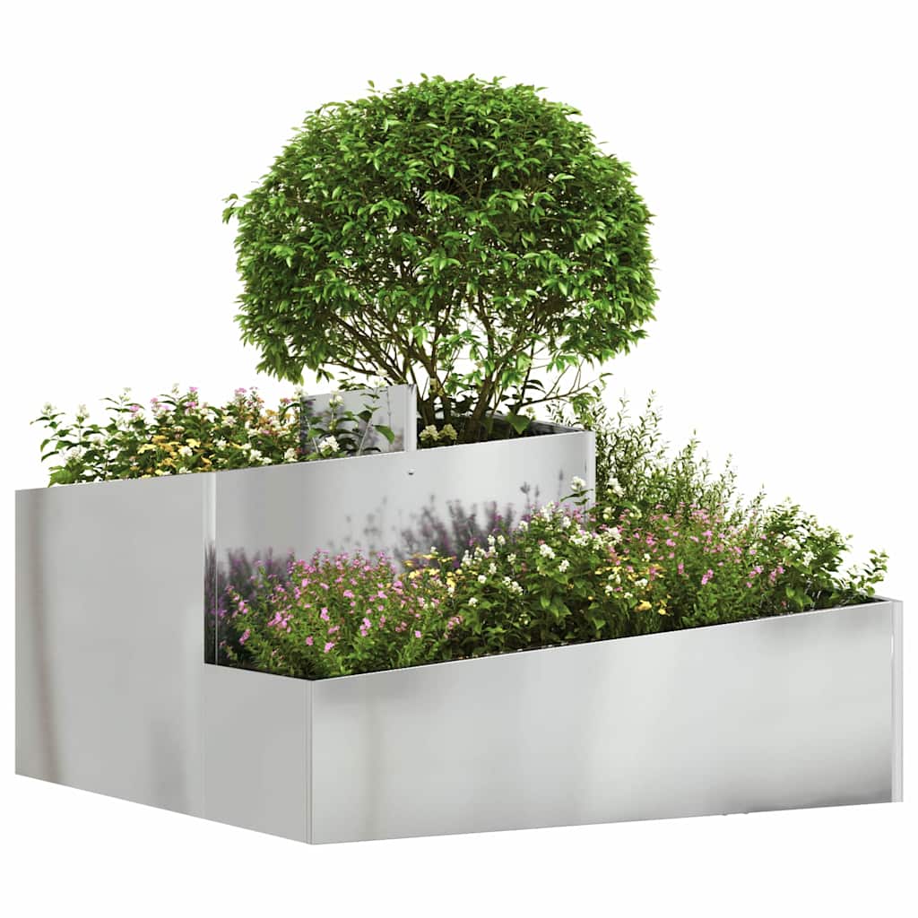Garten-Pflanzgefäß Silber 80 x 80 x 50 cm Verzinkter Stahl