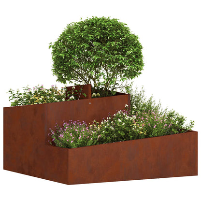 Garten-Pflanzgefäß Rostoptik 80 x 80 x 50 cm Wetterfeststahl