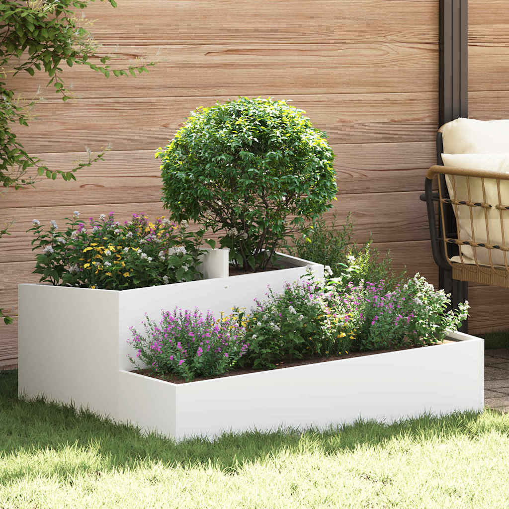 Garten-Pflanzgefäß Weiß 100 x 100 x 50 cm Kaltgewalzter Stahl