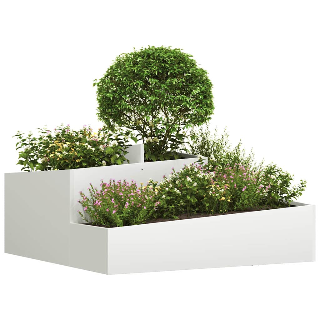 Garten-Pflanzgefäß Weiß 100 x 100 x 50 cm Kaltgewalzter Stahl
