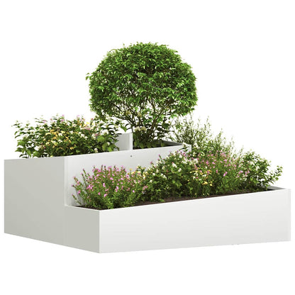 Garten-Pflanzgefäß Weiß 100 x 100 x 50 cm Kaltgewalzter Stahl