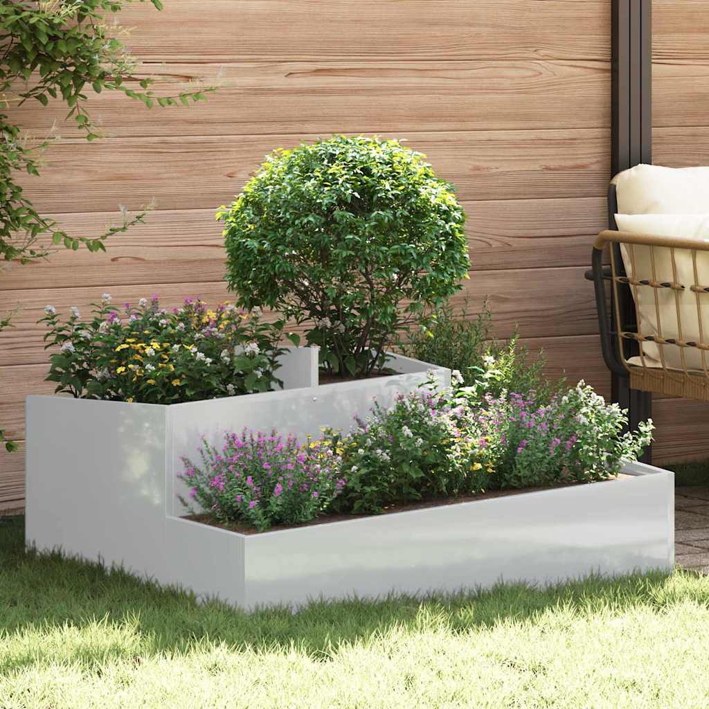 Garten-Pflanzgefäß Silber 100 x 100 x 50 cm Verzinkter Stahl