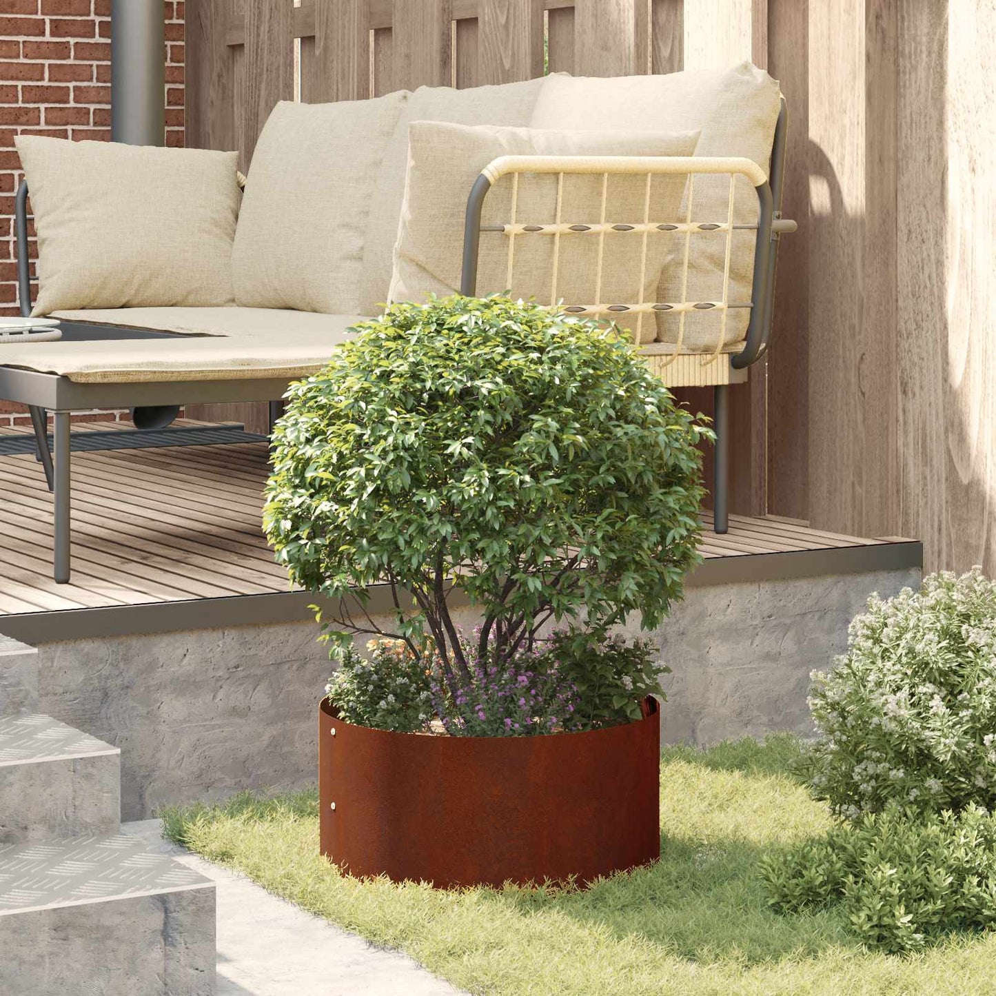 Pflanzenring 5 Stk. Rostig 40 x 40 x 20 cm Wetterfeststahl