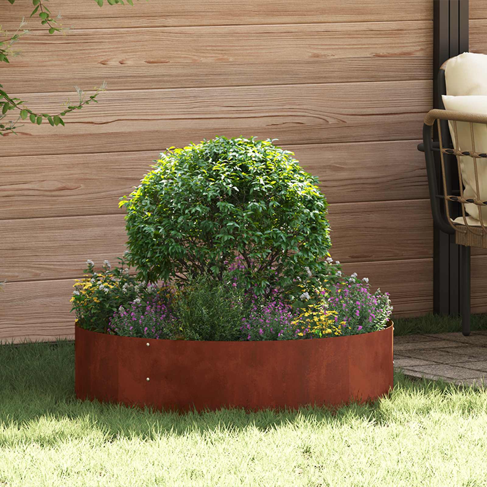 Pflanzenring Rostig 80 x 80 x 20 cm Wetterfeststahl