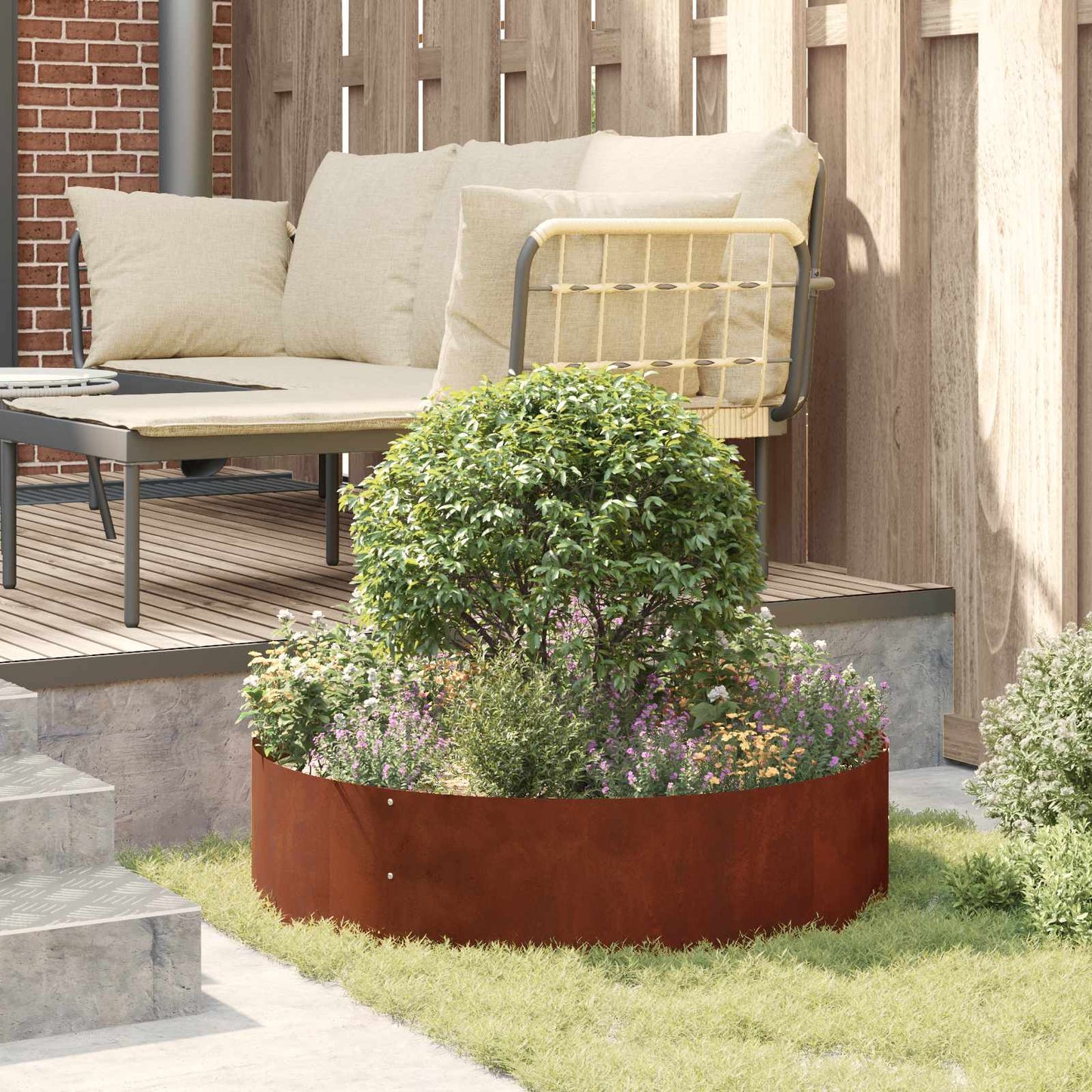 Pflanzenring Rostig 80 x 80 x 20 cm Wetterfeststahl