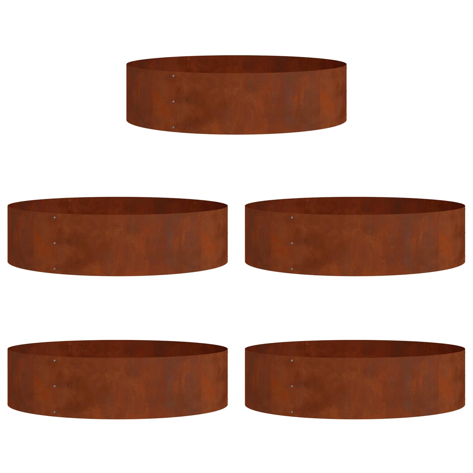 Pflanzenring 5 Stk. Rostig 80 x 80 x 20 cm Wetterfeststahl