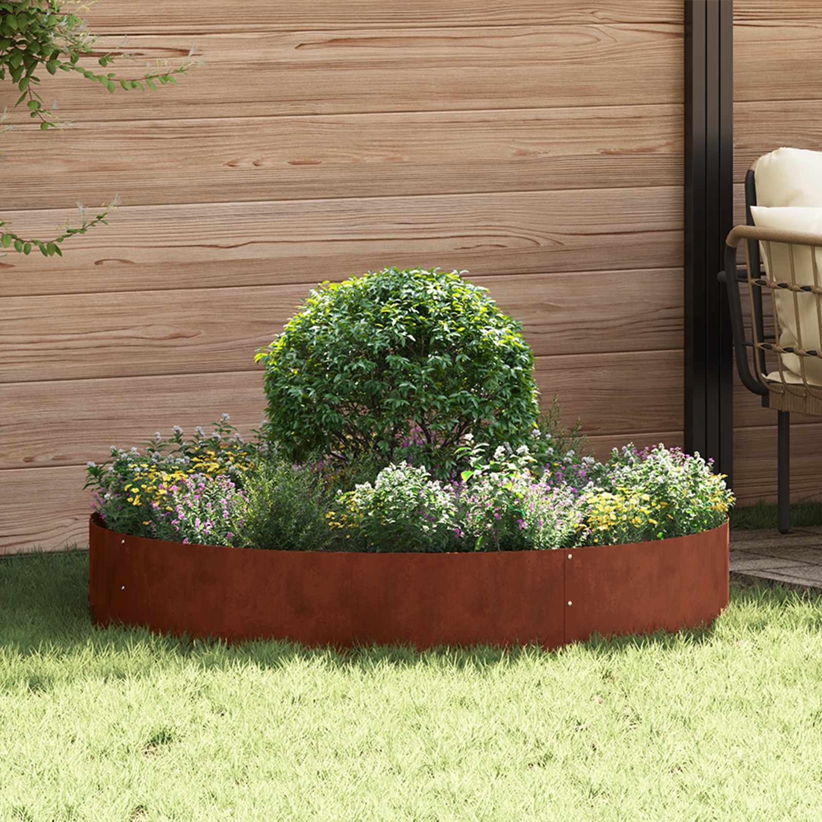 Pflanzenring Rostig 120 x 120 x 20 cm Wetterfeststahl