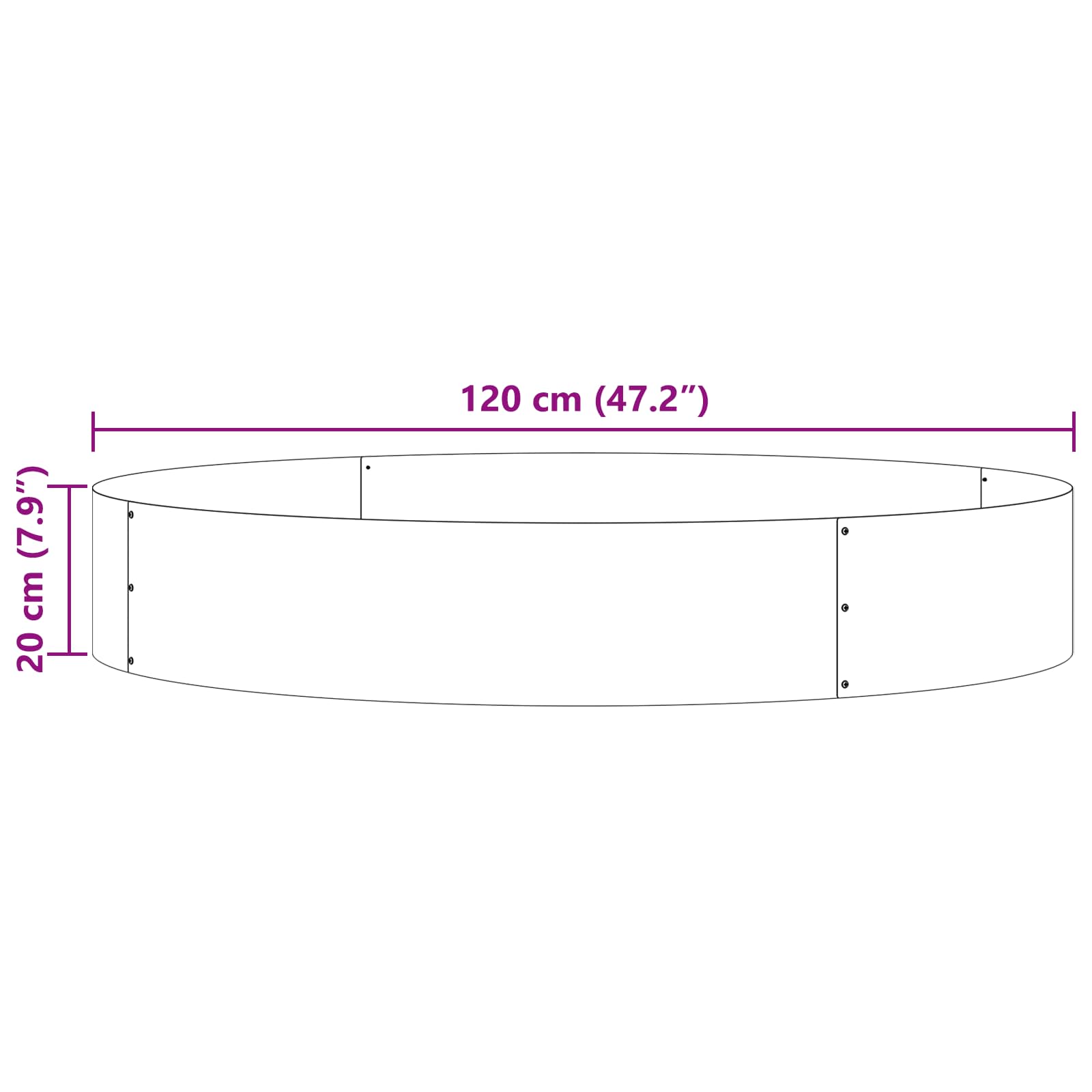 Pflanzenring Rostig 120 x 120 x 20 cm Wetterfeststahl
