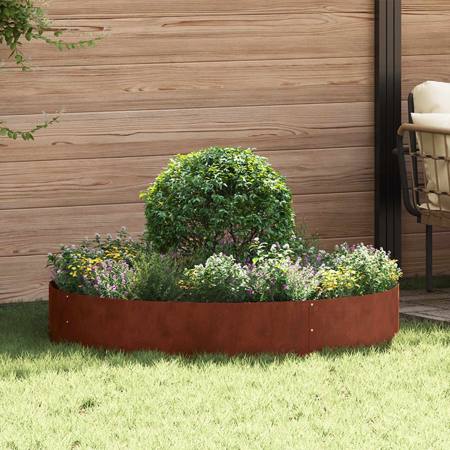 Pflanzenring 5 Stk. Rostig 120 x 120 x 20 cm Wetterfeststahl