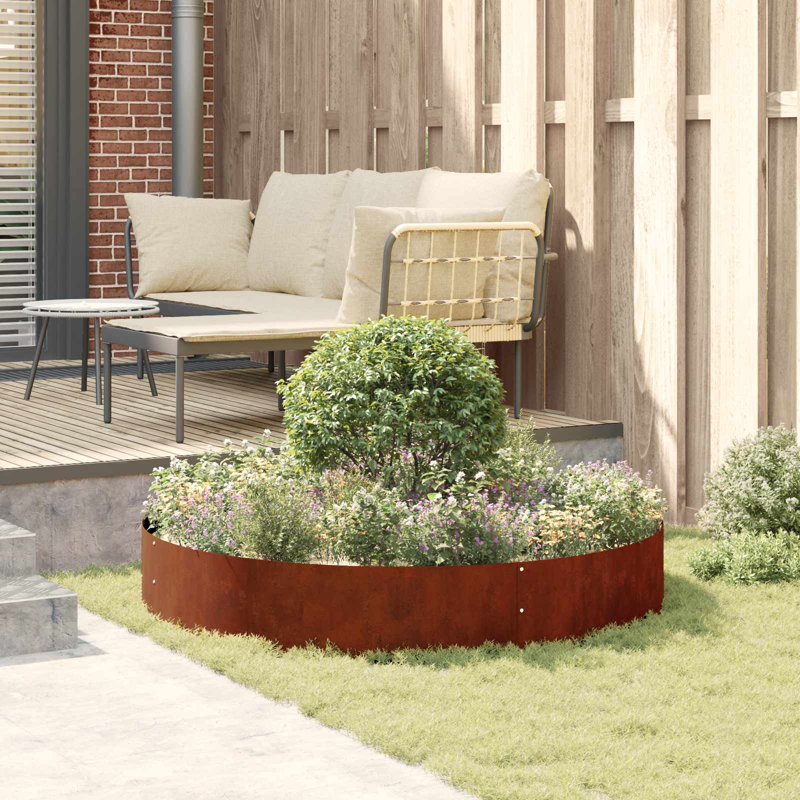 Pflanzenring 5 Stk. Rostig 120 x 120 x 20 cm Wetterfeststahl
