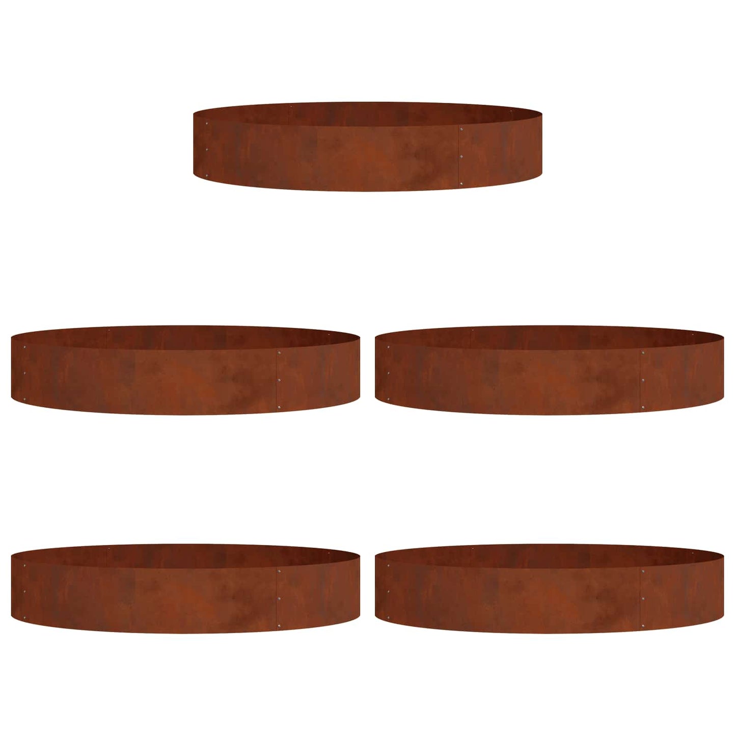 Pflanzenring 5 Stk. Rostig 120 x 120 x 20 cm Wetterfeststahl