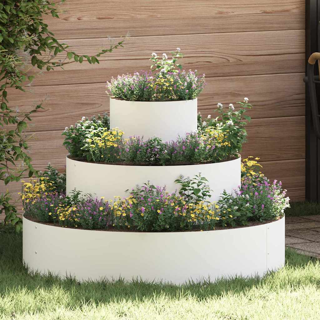 Garten-Pflanzgefäß Weiß 90 x 90 x 20 cm Kaltgewalzter Stahl