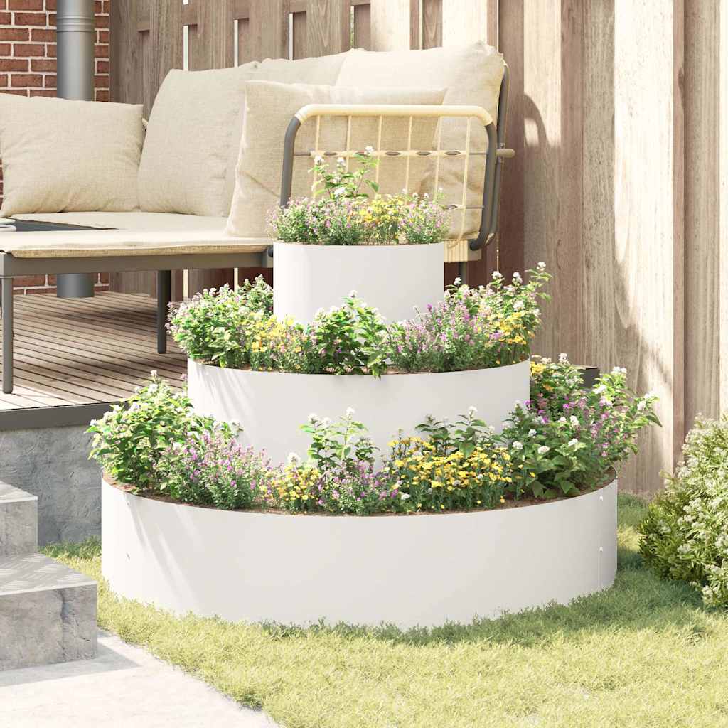 Garten-Pflanzgefäß Weiß 90 x 90 x 20 cm Kaltgewalzter Stahl