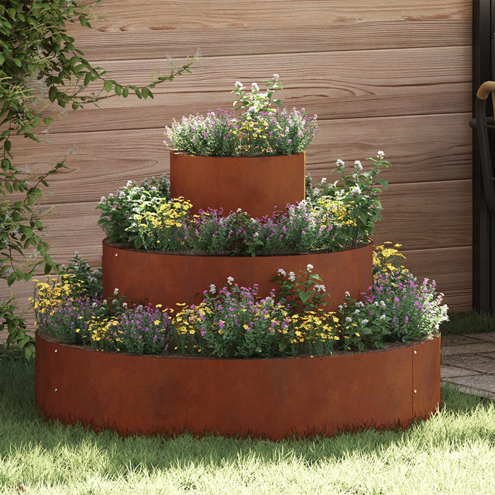 Garten-Pflanzgefäß Rostig 90 x 90 x 20 cm Wetterfeststahl