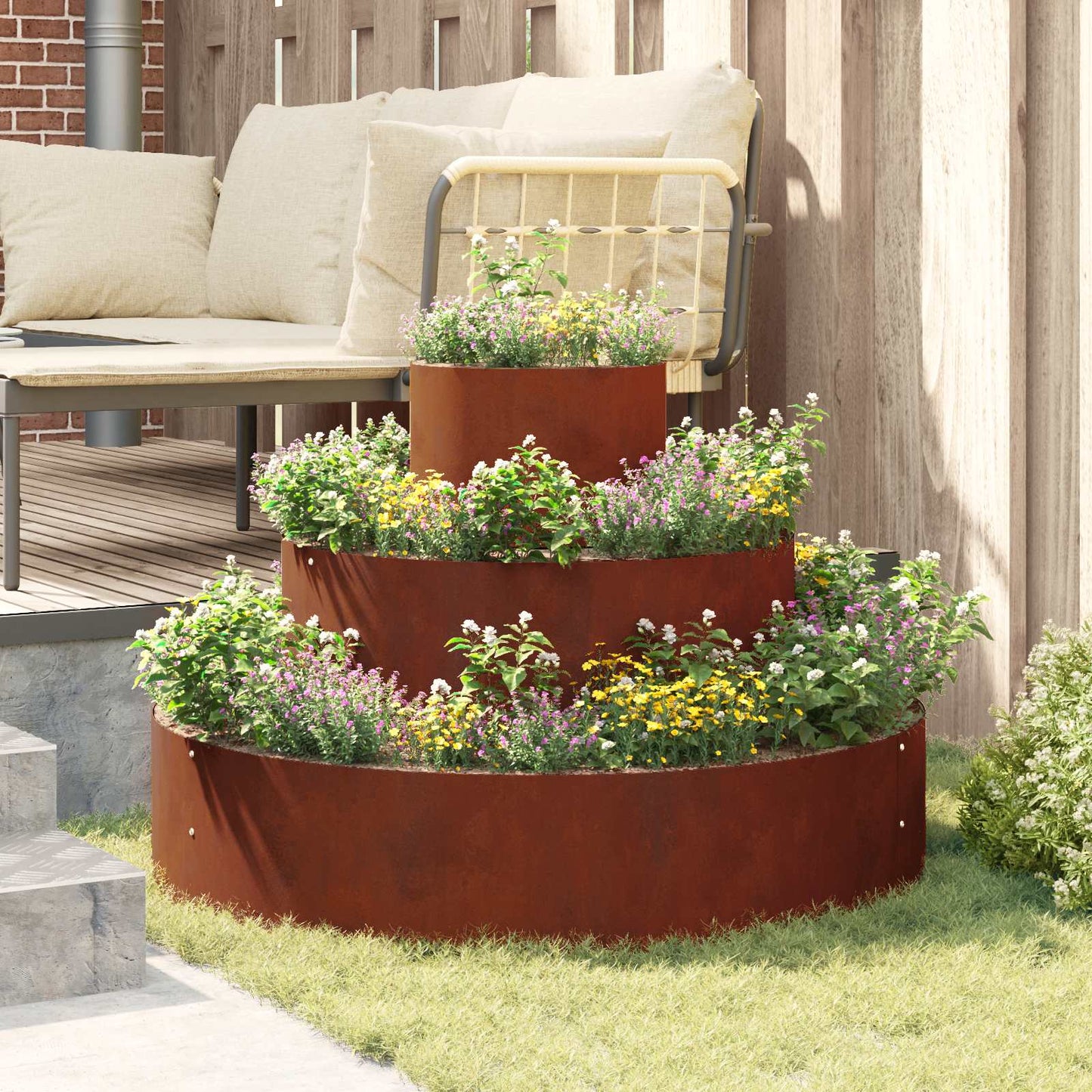 Garten-Pflanzgefäß Rostig 90 x 90 x 20 cm Wetterfeststahl