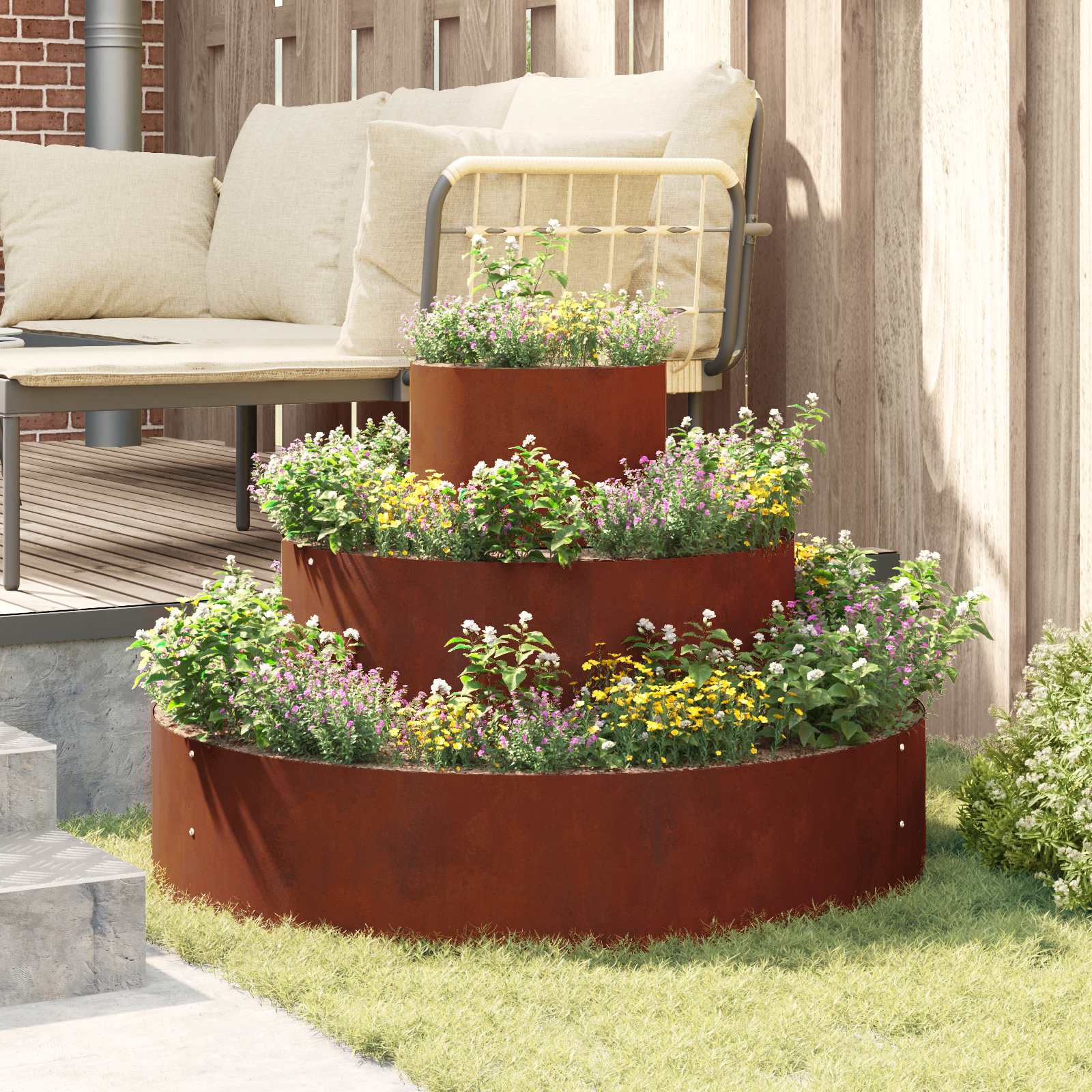 Garten-Pflanzgefäß Rostig 90 x 90 x 20 cm Wetterfeststahl