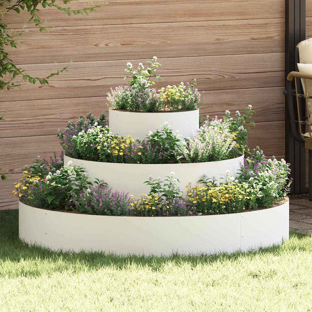 Garten-Pflanzgefäß Weiß 120 x 120 x 20 cm Kaltgewalzter Stahl