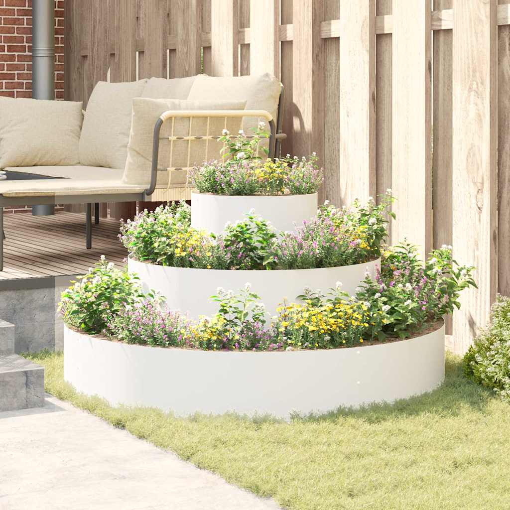 Garten-Pflanzgefäß Weiß 120 x 120 x 20 cm Kaltgewalzter Stahl