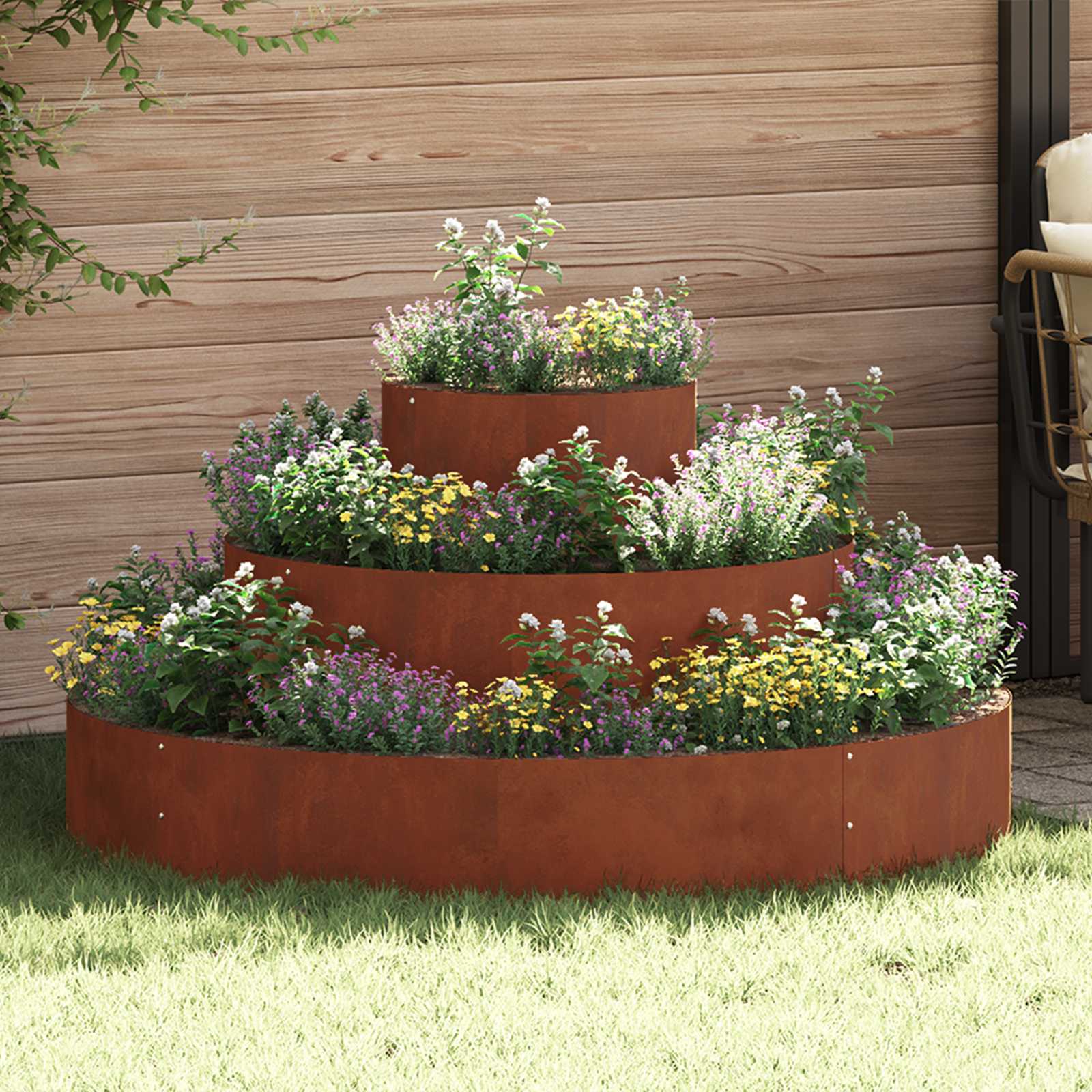 Garten-Pflanzgefäß Rostig 120 x 120 x 20 cm Wetterfeststahl