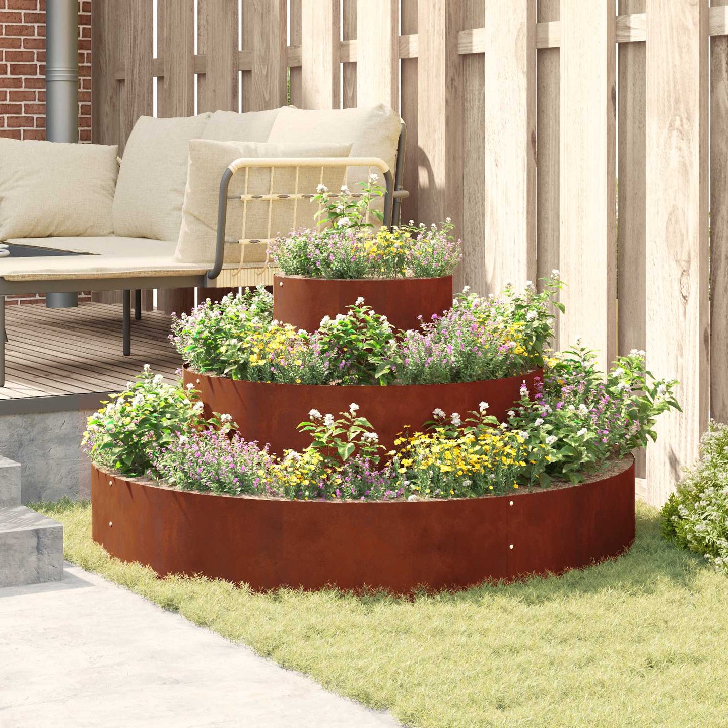 Garten-Pflanzgefäß Rostig 120 x 120 x 20 cm Wetterfeststahl
