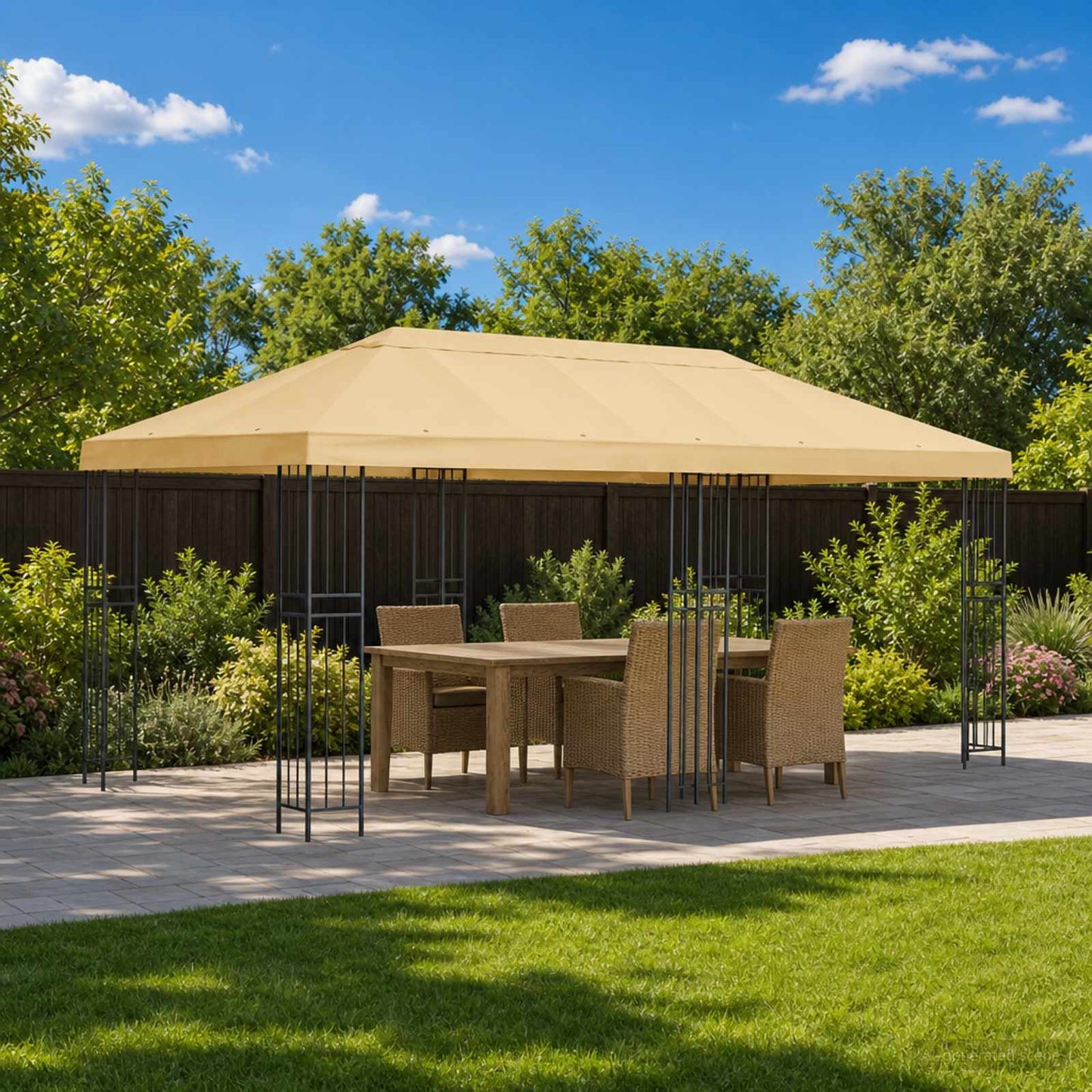6 x 3 m Creme Polyester und Stahl 190