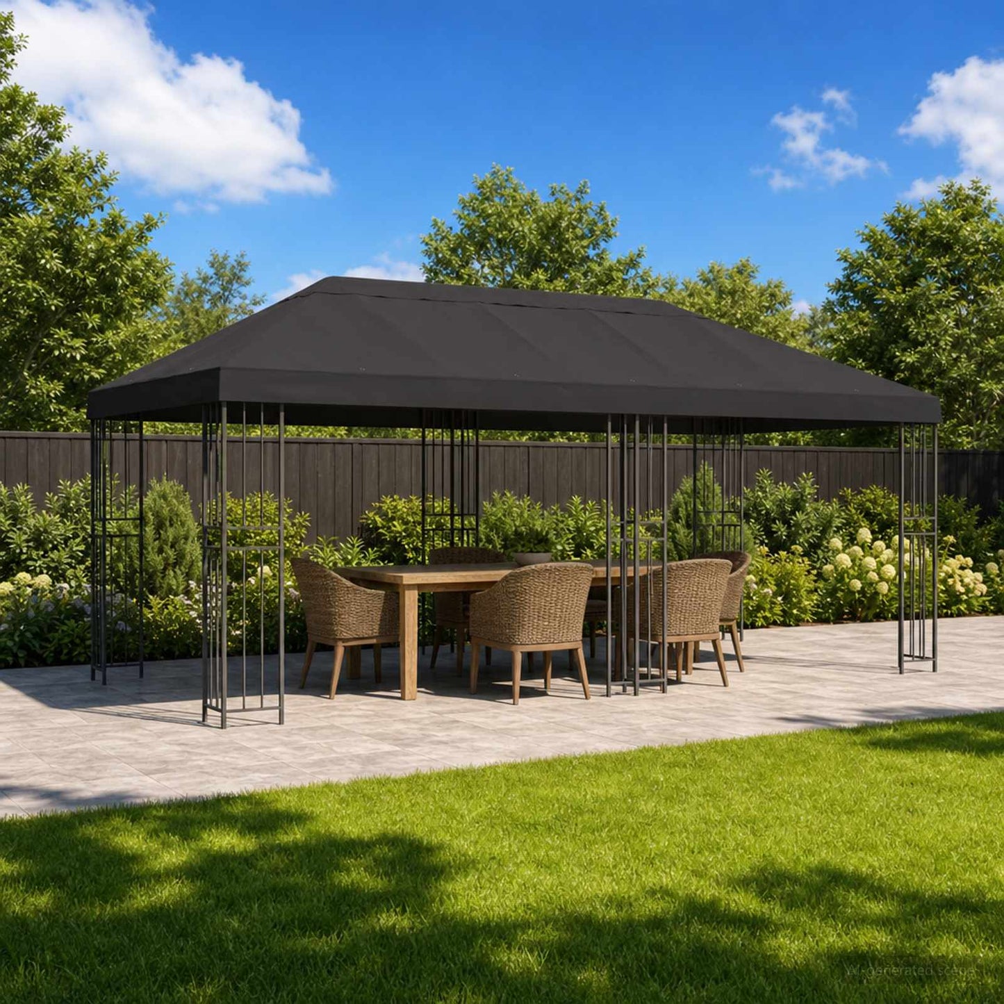 6 x 3 m Anthrazit Polyester und Stahl 190