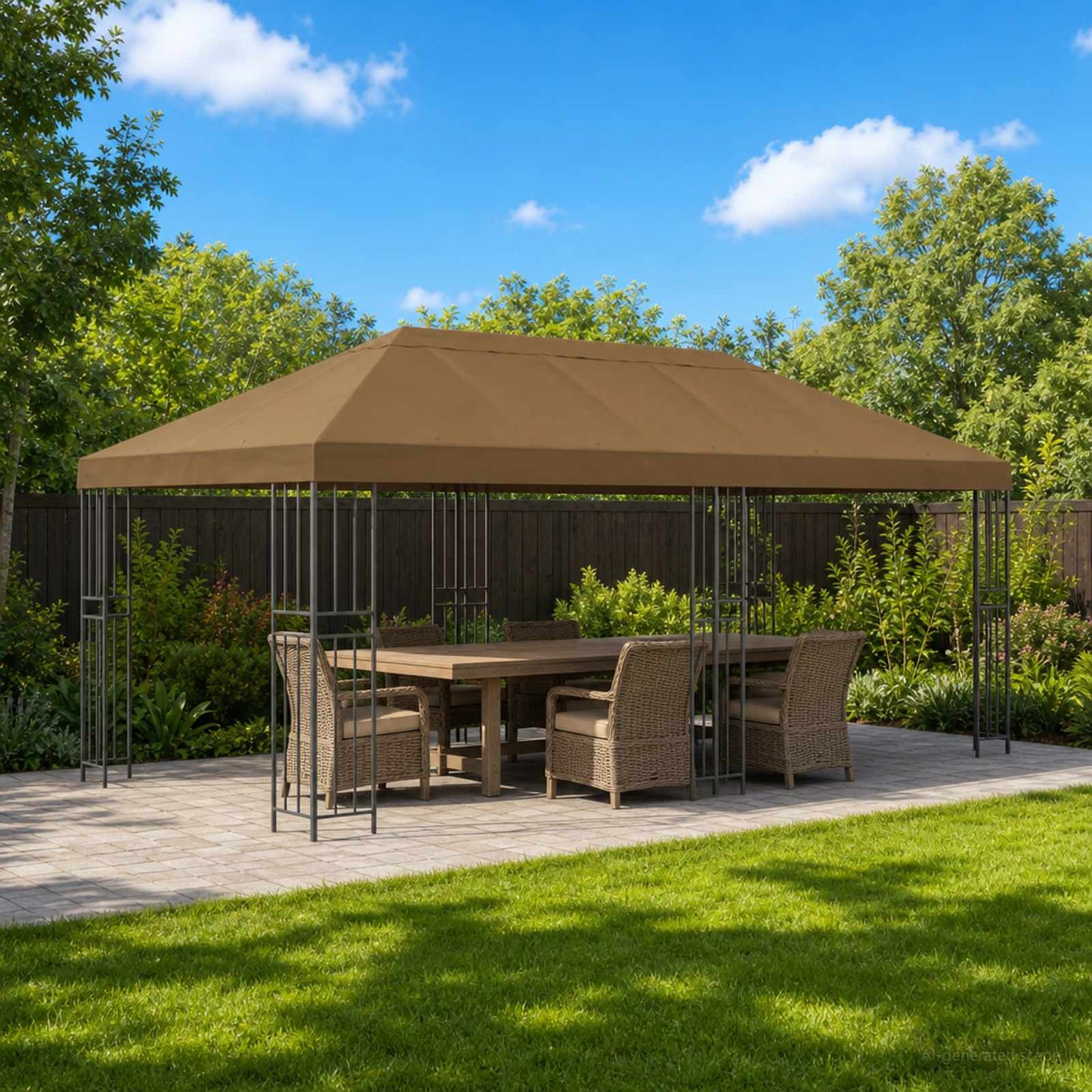 Gartenpavillon 6 x 3 m Taupe Polyester und Stahl 190 gsm